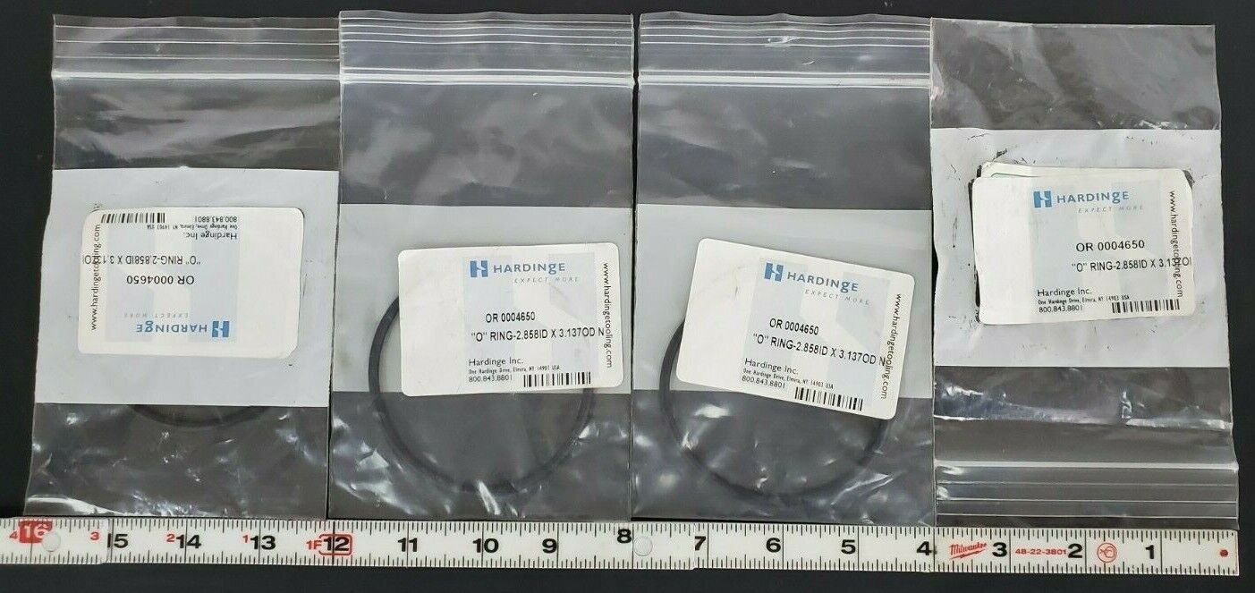 LOT OF 4 NEW HARDINGE OR 0004650 "O" RINGS 2.858 I.D. X 3.137 O.D.