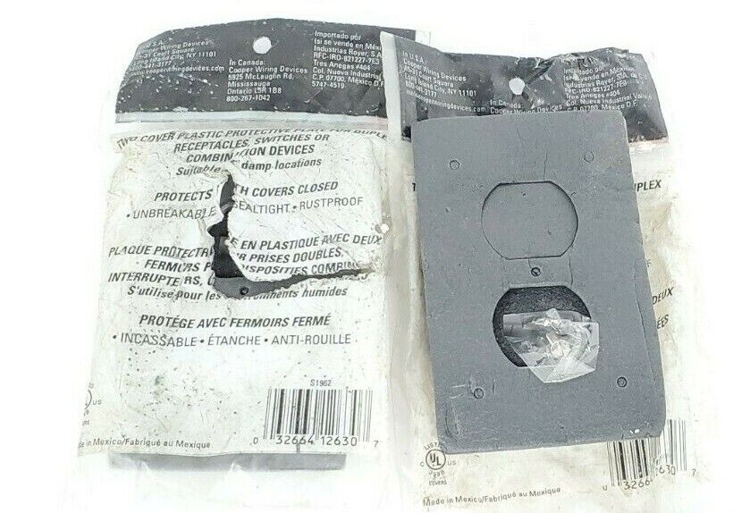 LOT OF 2 NEW COOPER S1962 PLASTIC PROTECTIVE COVERS FOR DUPLEX DEVICE