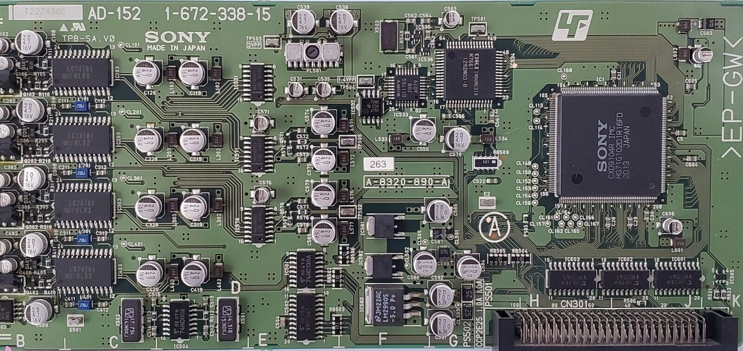 SONY AD-152 1-672-338-15 DIGITAL SURVEILLANCE VIDEO INPUT BOARD A-8320-890-A