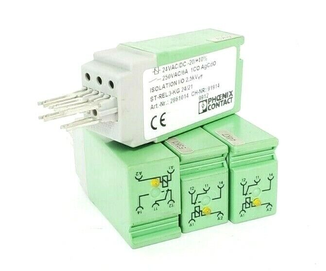 LOT OF 4 PHOENIX CONTACT ST-REL3-KG 24/21 RELAY CONNECTORS 2861014 CH-NR: 91914