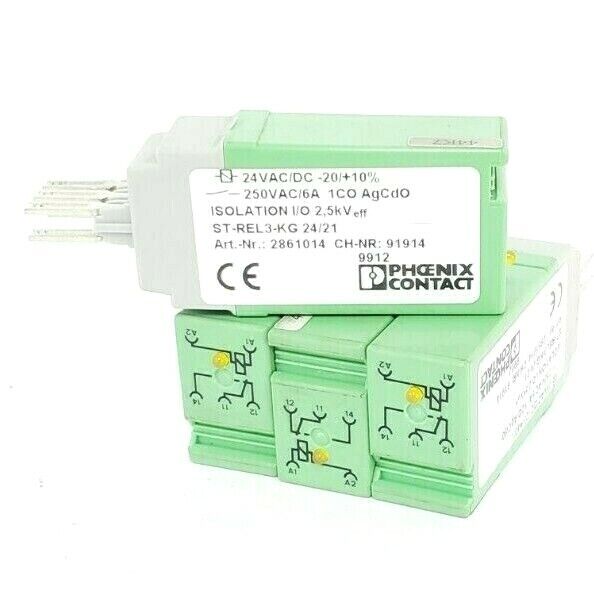 LOT OF 4 PHOENIX CONTACT ST-REL3-KG 24/21 RELAY CONNECTORS 2861014 CH-NR: 91914