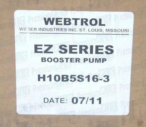 NEW WEBTROL H10B5S16-3 EZ SERIES BOOSTER PUMP 316-SS, 1" FNPT H10B5S163
