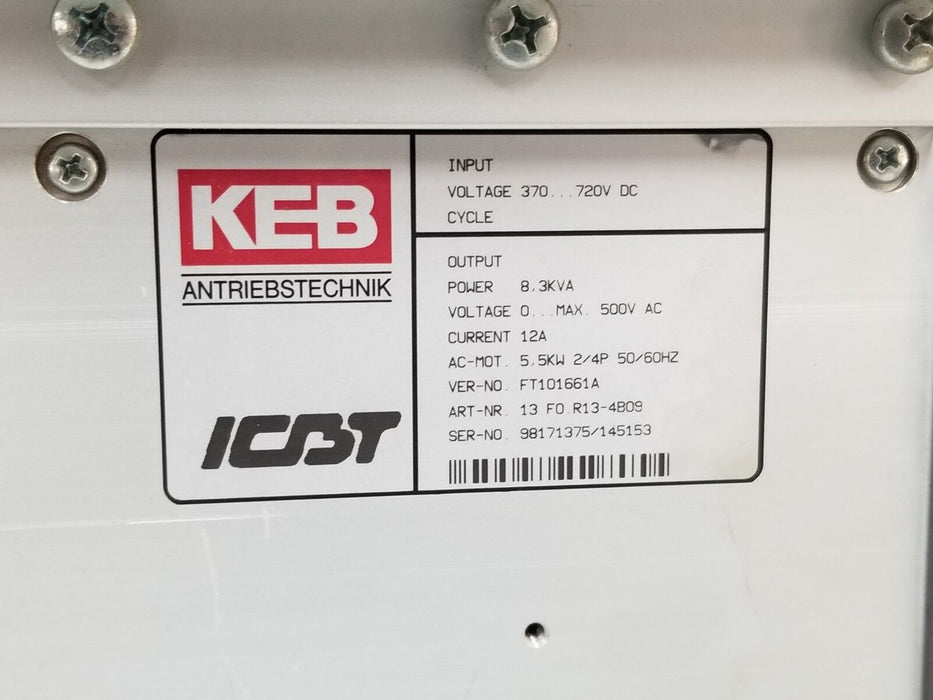 KEB COMBIVERT FT101661A FREQUENCY INVERTER 13.F0.R13-4B09 8.3KVA, 12A, 5.5KW