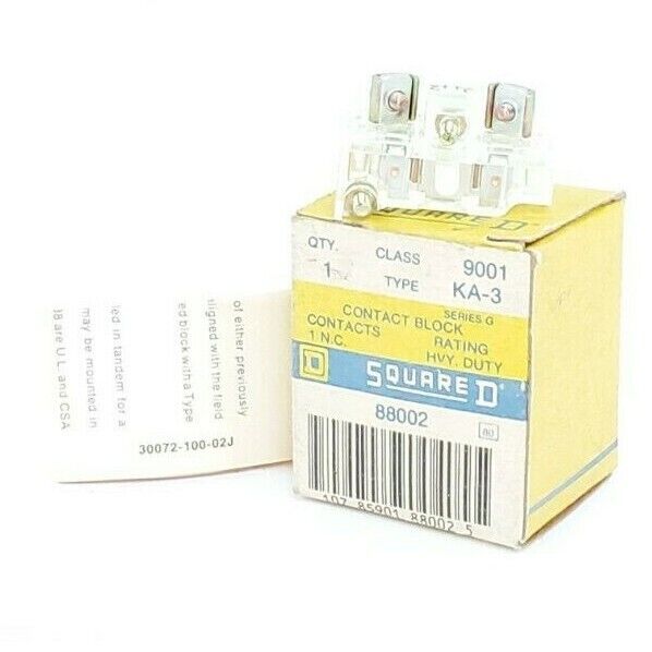 NIB SQUARE D 9001-KA-3 CONTACT BLOCK 9001KA3 SER. G