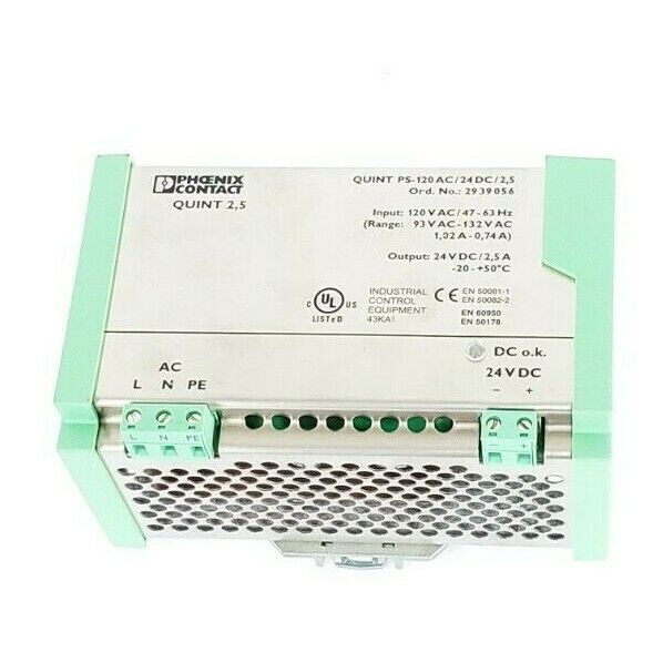 PHOENIX CONTACT QUINT-PS-120AC/24DC/2.5 POWER SUPPLY ORD. NO.: 2939056