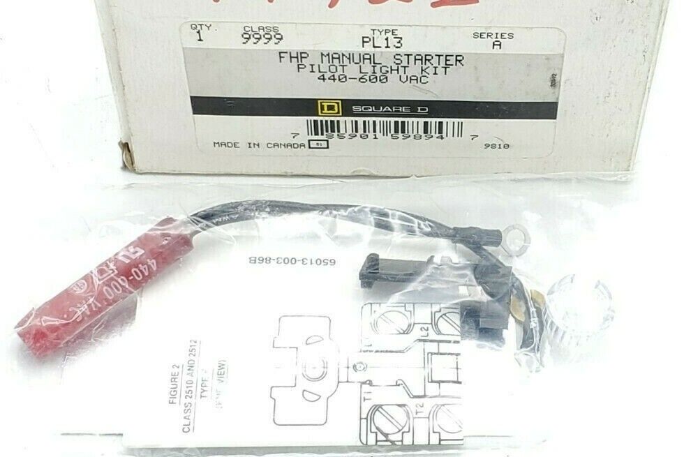 NIB SQUARE D 9999PL13 SER. A FHP MANUAL STARTER PILOT LIGHT KIT 9999-PL13, 440-6