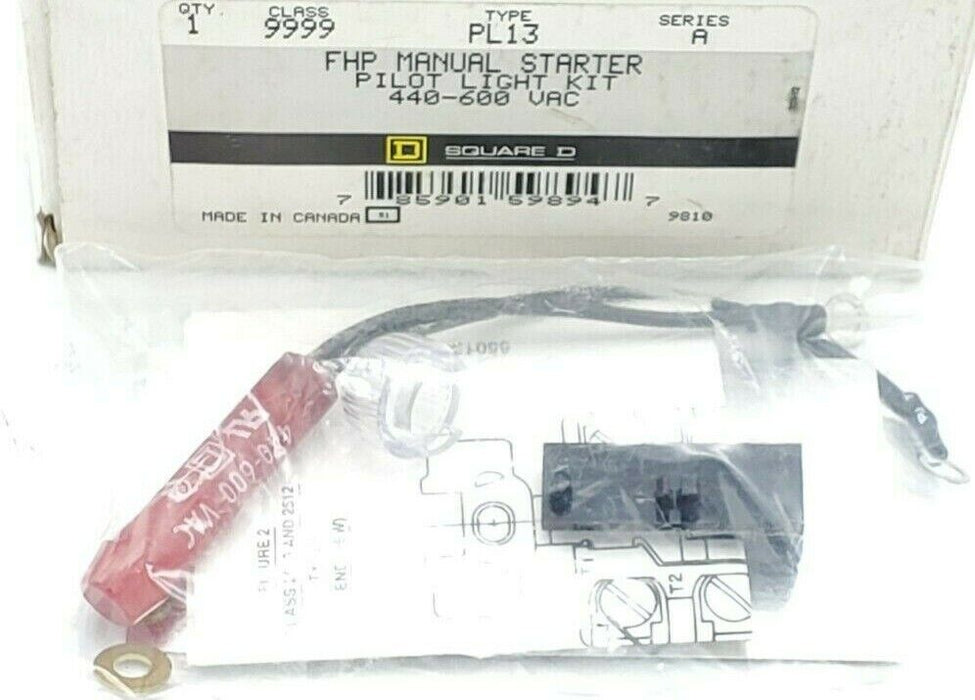 NIB SQUARE D 9999PL13 SER. A FHP MANUAL STARTER PILOT LIGHT KIT 9999-PL13, 440-6