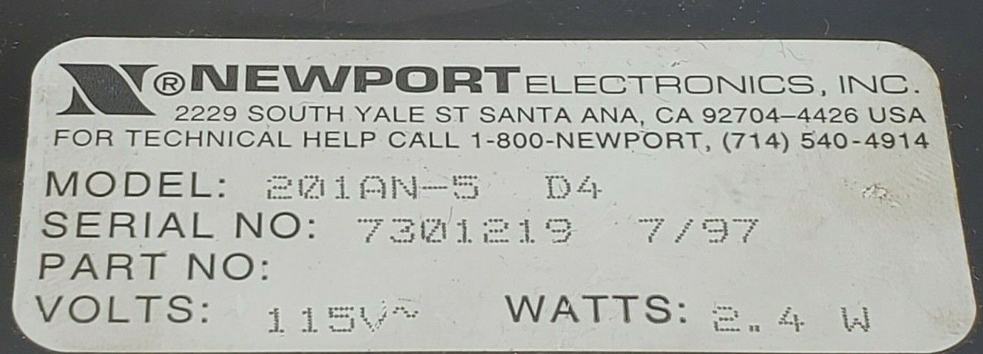 NEWPORT ELECTRONICS 201AN-5 DIGITAL VOLTAGE METER 115V 2.4W *MISSING FACEPLATE*