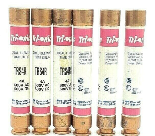 LOT OF (3) FERRAZ SHAWMUT TRS4R & (3) TRS2R TRI-ONIC DUAL ELEMENT FUSES