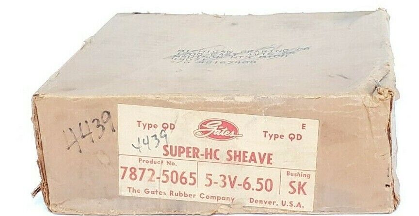 NIB GATES 7872-5065 SUPER-HC SHEAVE 5-3V-6.50 TYPE: QD BUSHING SK