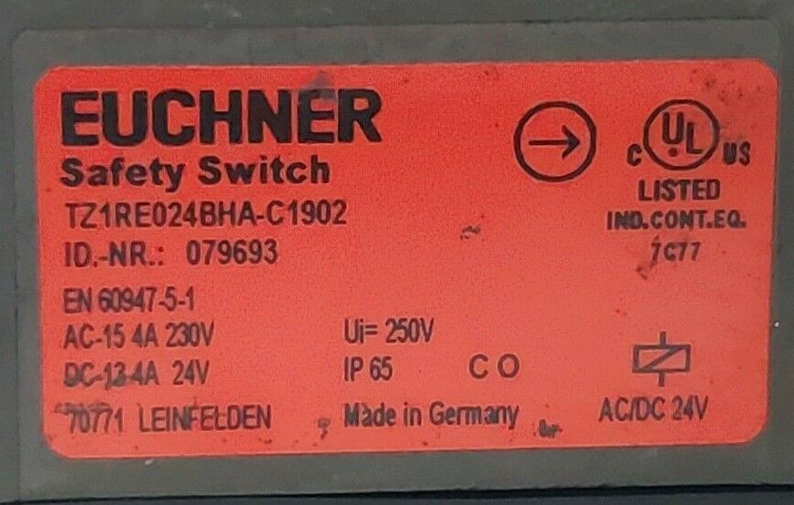 EUCHNER TZ1RE024BHAC1902 SAFETY SWITCH TZ 24V TZ1RE024BHA-C1902, 079693