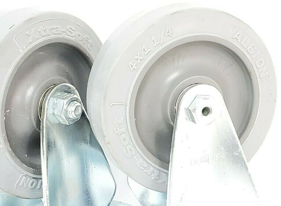 LOT OF 4 NEW ALBION 4" X 1-1/4" XTRA-SOFT CASTER WHEELS 4X1-1/4