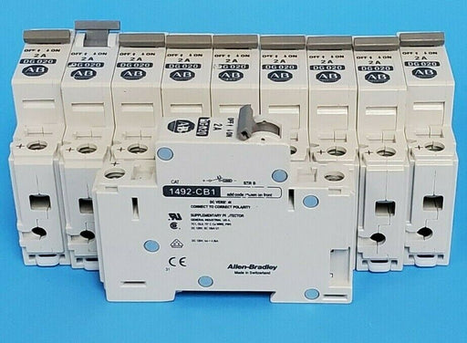 LOT OF 10 ALLEN BRADLEY 1492CB1DG020 CIRCUIT BREAKERS, 1492-CB1-DG-020, 2A, 1P