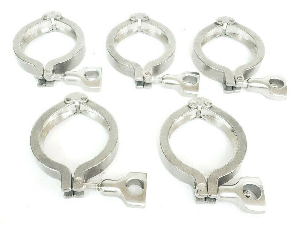 LOT OF 5 NEW TRI-CLOVER H13MHHM-2-S VALVE BODY CLAMPS, 212206, H13MHHM2S, 2-1/2"