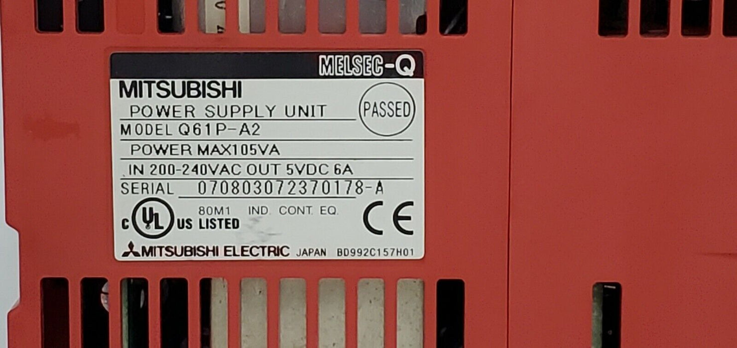 MITSUBISHI Q61P-A2 POWER SUPPLY UNIT, IN: 200-240VAC, OUT: 5VDC 6A, Q61PA2