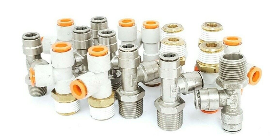 LOT OF 17 SMC SPORE TEE FITTINGS 3/8" X 3/8" X 7/8"