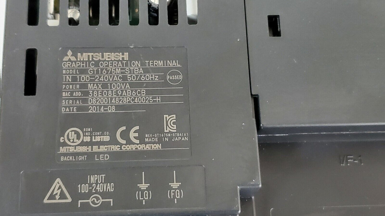 MITSUBISHI GT1675M-STBA OPERATOR INTERFACE 100-240VAC 50/60HZ 100VA