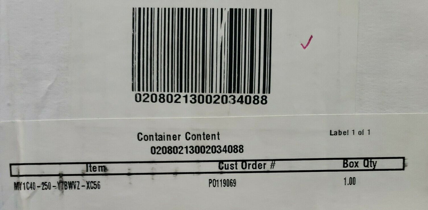 NIB SMC MY1C40-250-Y7BWVZ-XC56 RODLESS CYLINDER MY1C40250Y7BWVZXC56