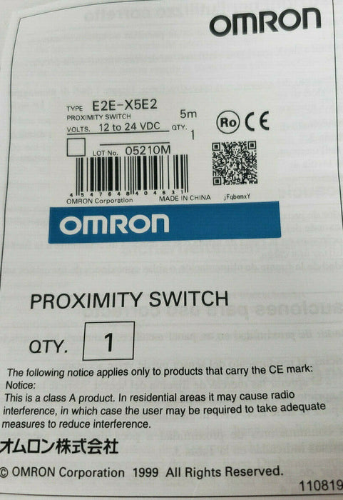 NEW OMRON E2E-X5E2 PROXIMITY SWITCH E2EX5E2, 12 TO 24VC, 5M