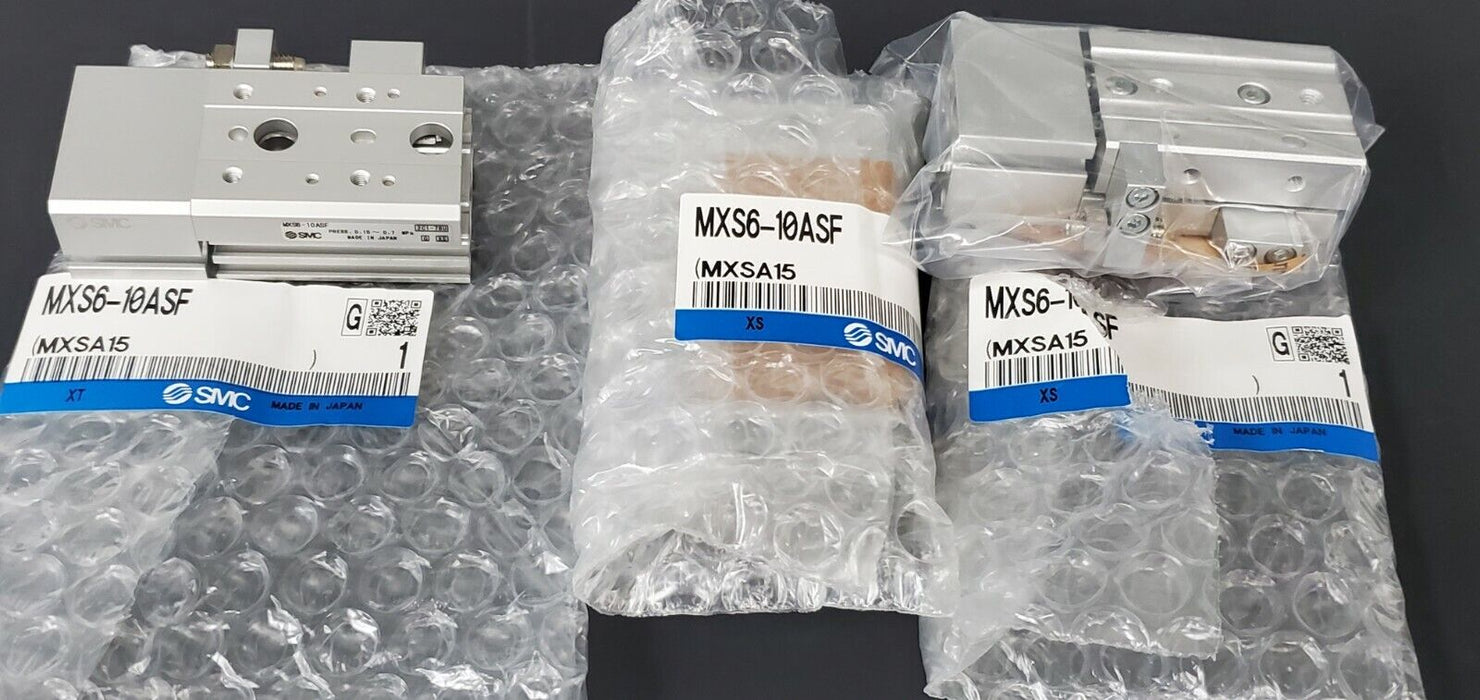 LOT OF 3 NEW SMC MXS6-10ASF CYLINDER AIR SLIDE TABLES MXS610ASF