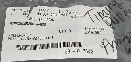 LOT OF 2 NEW MISUMI HTPK38S8M250-A-H38 TIMING PULLIES HTPK38S8M250AH38