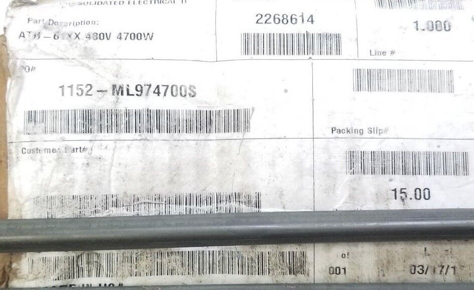 BOX OF 15 CHROMALOX 393-074987-751 ATU HEATING ELEMENTS 480V 4700W ATU-61XX NEW