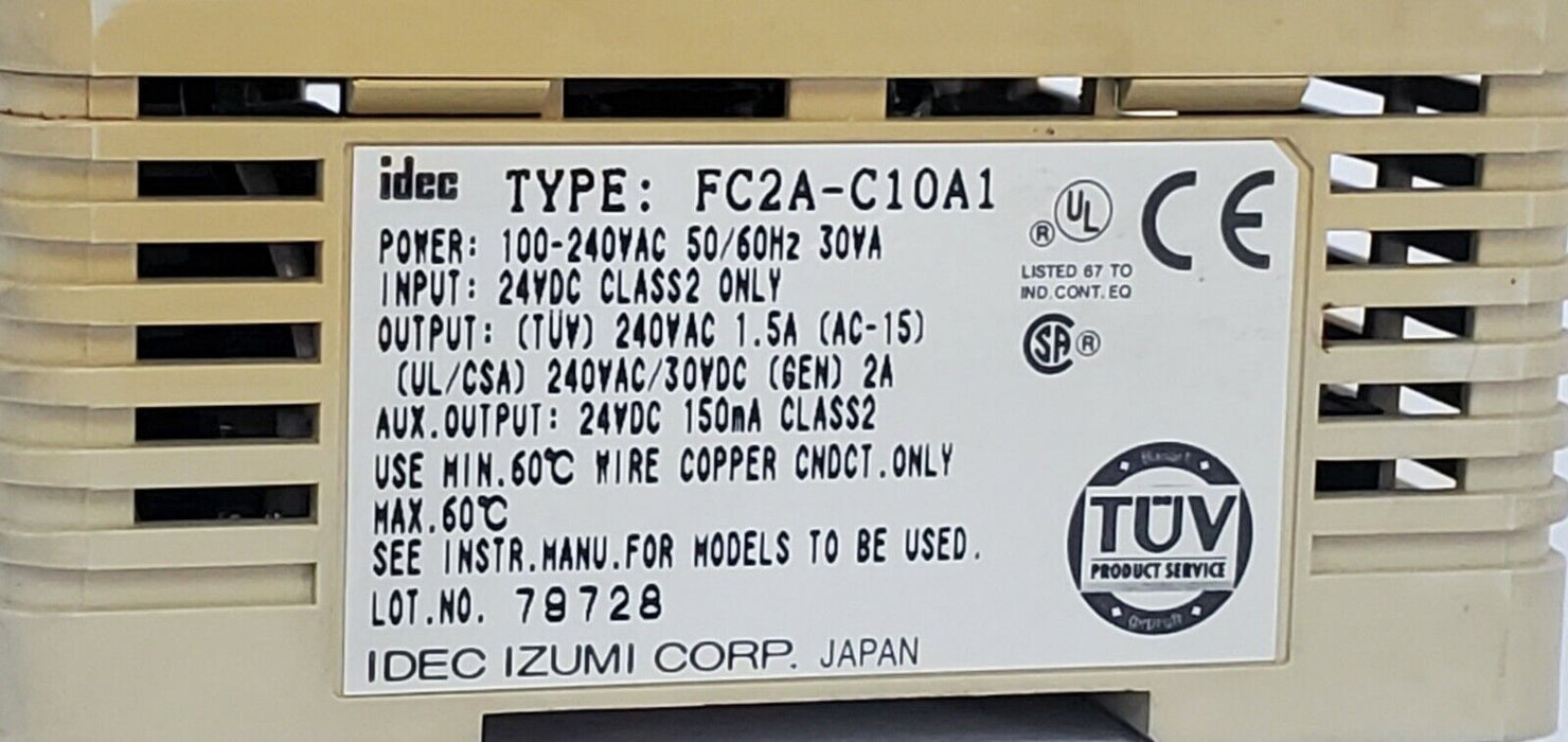 IDEC FC2A-C10A1 PROGRAMMABLE LOGIC CONTROLLER MICRO3 PLC FC2AC10A1