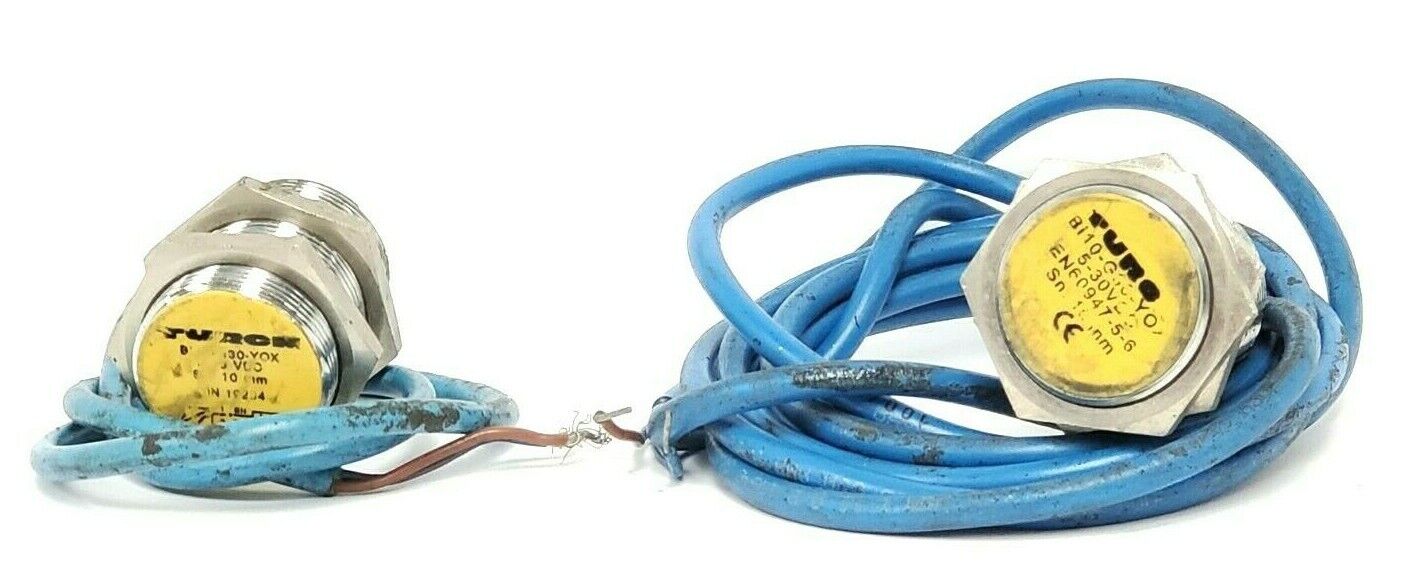 LOT OF 2 TURCK BI10-G30-Y0X G-BARREL WITH CABLES BI10-G30-Y0X, 5-30VDC