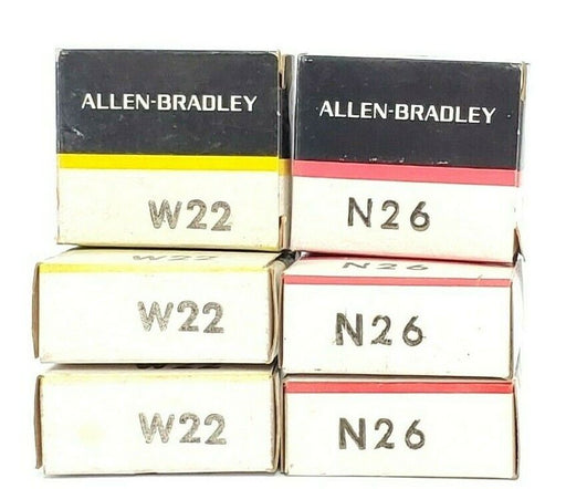 LOT OF (3) ALLEN BRADLEY W22 & (3) N26 HEATER ELEMENTS