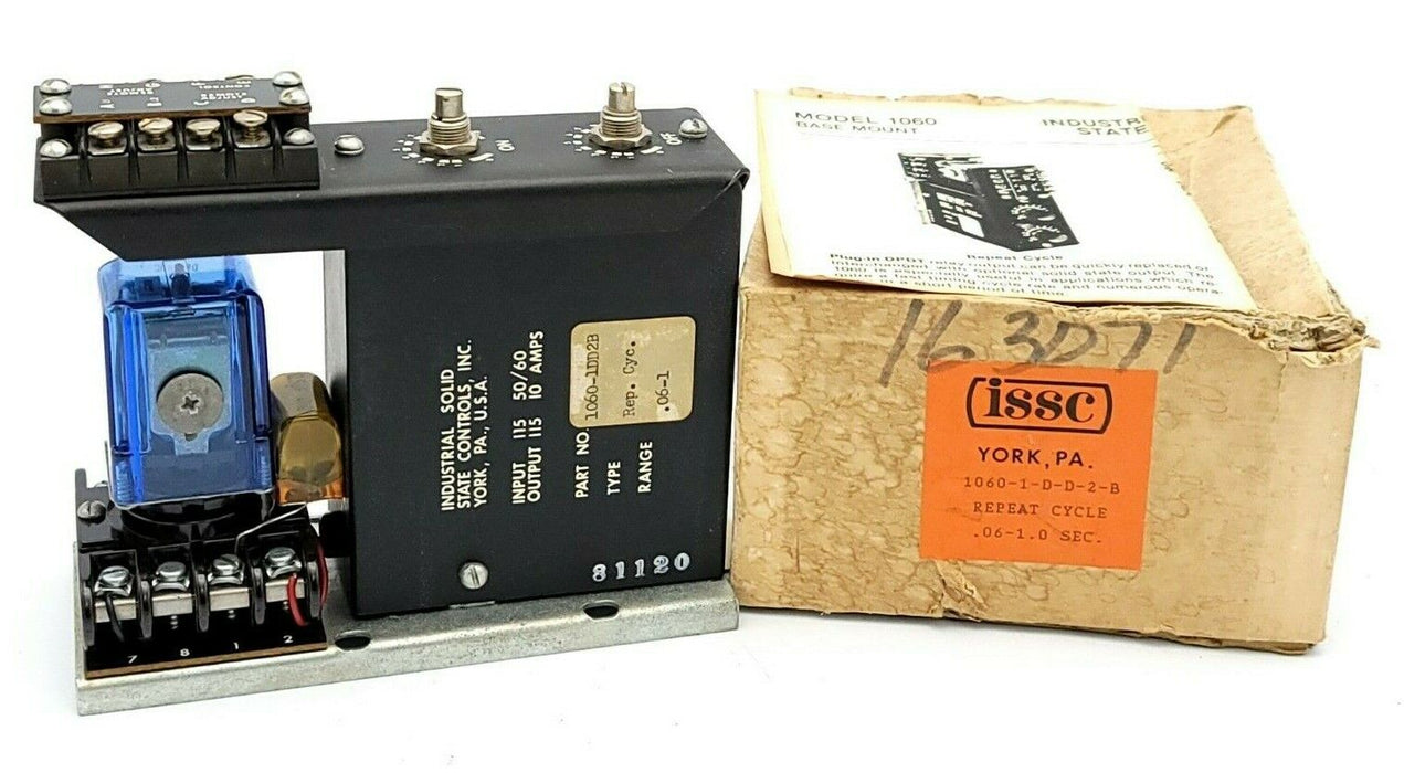 ISSC 1060-1-D-D-2-B TIMER RELAY 10601DD2B REPEAT CYCLE .06-1.0 SEC.