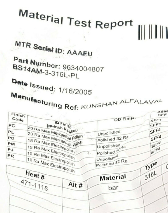 NEW TRI-CLOVER BS14AM-3-316L-PL 3'' WELD FERRULE