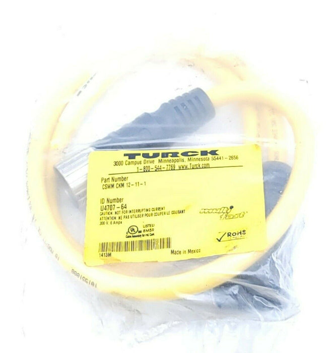 NEW TURCK CSWM CKM 12-11-1 MULTIFAST MOLDED CORDSET ID NO. U4707-64