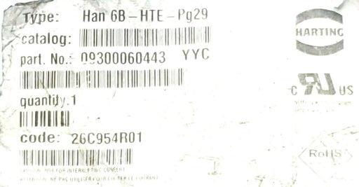 NEW HARTING 09300060443 HOOD HAN 6B HIGH TOP ENTRY