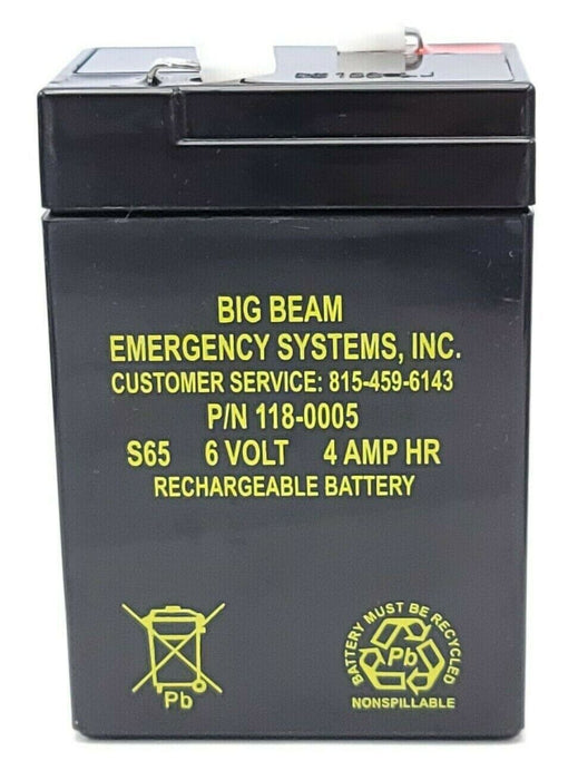 LOT OF 5 NEW BIG BEAM EMERGENCY SYSTEMS INC. 118-0005 RECHARGEABLE BATTERIES