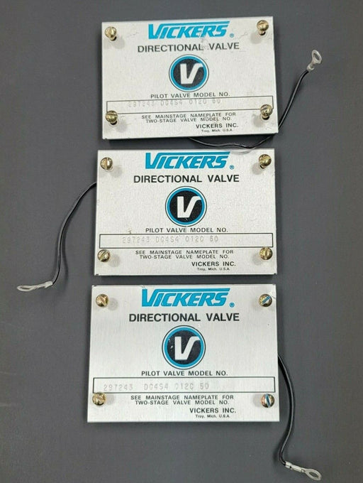 LOT OF 3 VICKERS DG4S4 012C 50 VALVE NAME PLATES 297243