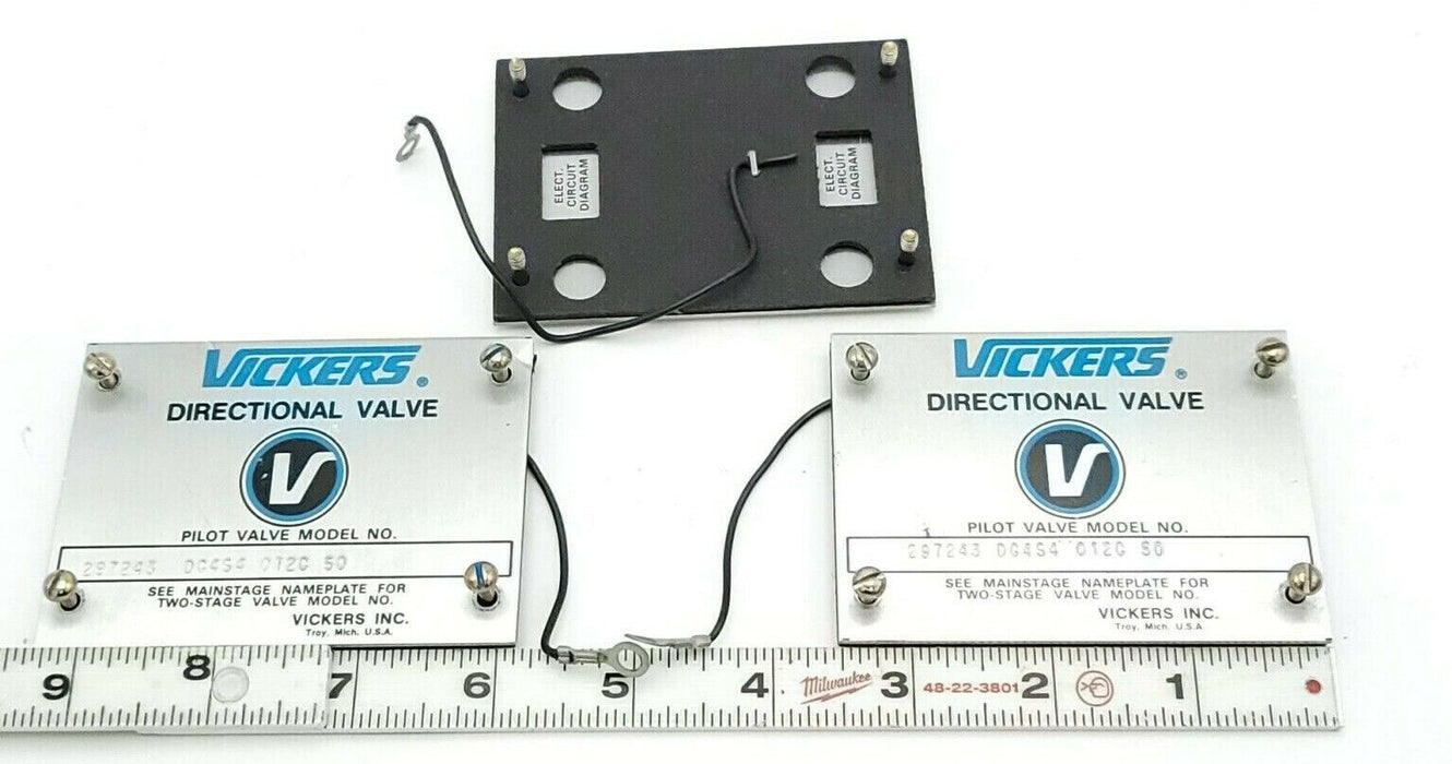 LOT OF 3 VICKERS DG4S4 012C 50 VALVE NAME PLATES 297243