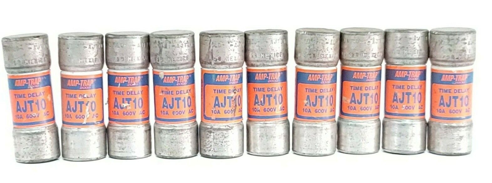 LOT OF 10 GOULD SHAWMUT AJT10 AMP-TRAP 2000 TIME DELAY FUSES 10A 600V