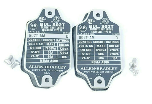 LOT OF 2 NEW ALLEN BRADLEY 802T-AM COVER PLATES SER. D