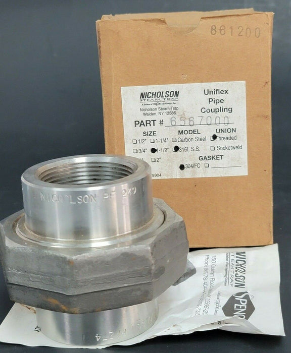 LOT OF 2 NIB SPENCE NICHOLSON 6567000 UNIFLEX PIPE COUPLING 1-1/2'' CARBON STEEL