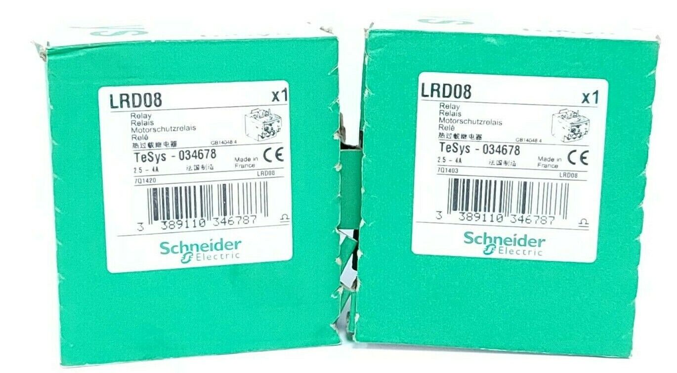 LOT OF 2 NIB SCHNEIDER ELECTRIC LRD08 RELAYS 2.5-4A