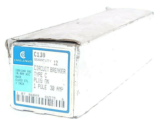 BOX OF 11 NEW CHALLENGER C130 CIRCUIT BREAKERS TYPE C 1P, 30A