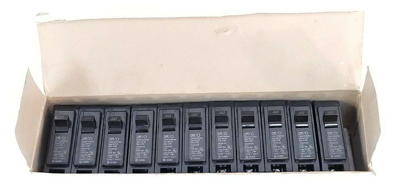 BOX OF 11 NEW CHALLENGER C130 CIRCUIT BREAKERS TYPE C 1P, 30A