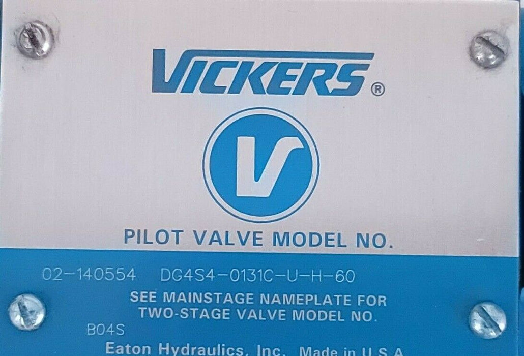 NEW VICKERS 02-140554 PILOT VALVE DG4S4-0131C-U-H-60 W/ 879147 24VDC COILS