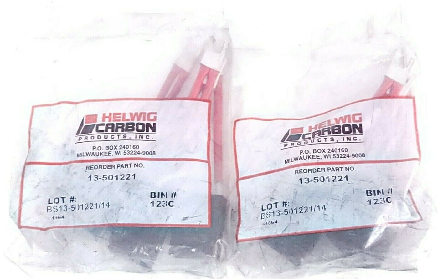 LOT OF 8 NEW HELWIG CARBON 13-501221 CARBON BRUSHES 0.5 X 1.25 X 1.562IN. GRADE