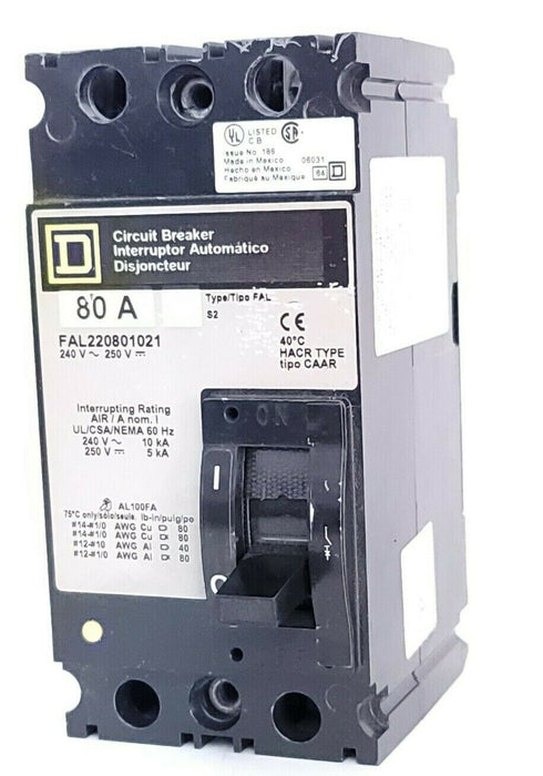 SQUARE D FAL220801021 CIRCUIT BREAKER 80A 240V~250V