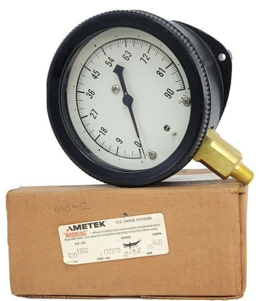 NEW AMETEK FIG. NO. 1362 G20 PRESSURE GAUGE 0-90 PSI SPEC. NO. 132270