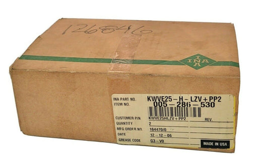 BOX OF 2 NIB INA KWVE25-H-LZV+PP2 LINEAR CARRIAGE BEARINGS 005-286-530