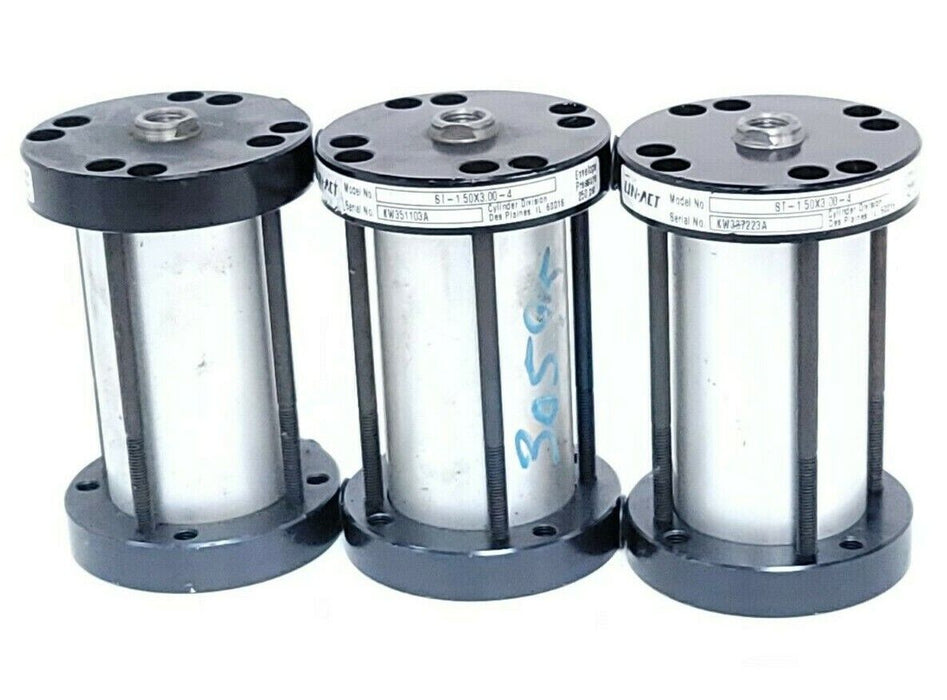 LOT OF 3 LIN-ACT ST-1.50X3.00-4 CYLINDERS 250PSI