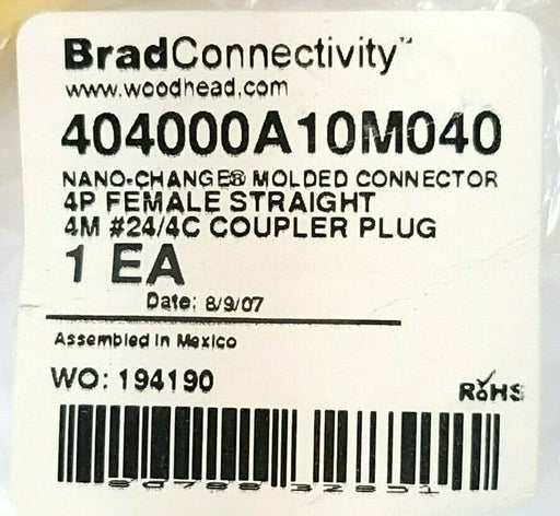 LOT OF 2 NEW BRAD HARRISON 40400A10M040 NANO-CHANGE CONNECTOR CABLES