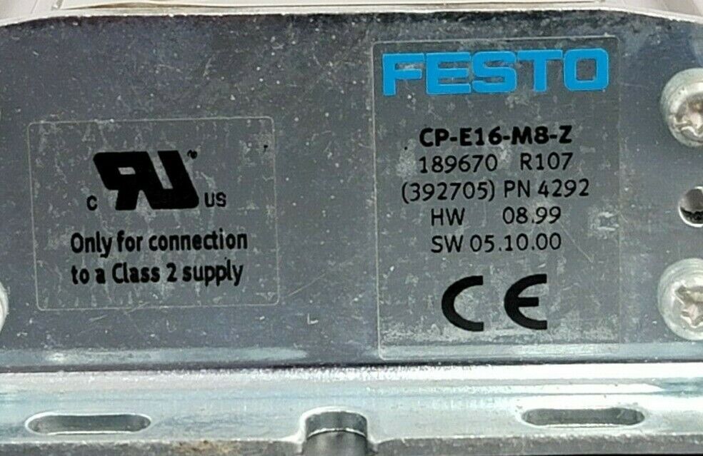 NEW FESTO CP-E16-M8-Z POWER SUPPLY 16 INPUTS 3 PIN 24VDC,189670 HW: 08.99